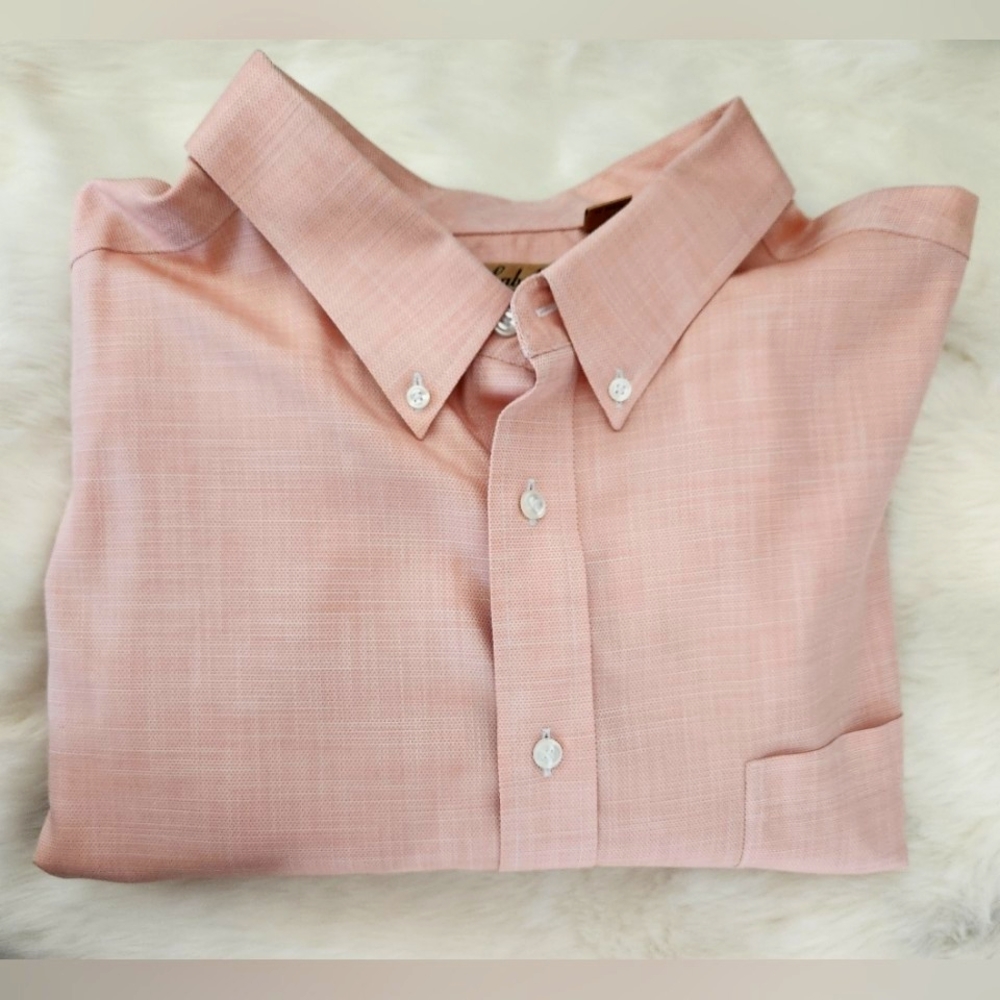 Roundtree & Yorke Gold Label 3XB Salmon Short Sleeve Button Down EUC